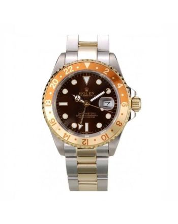 Rolex GMT Master II Gold Colored Ceramic Bezel Brown Dial Watch Men